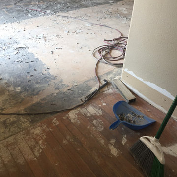 BEFORE: DAMAGED, STAINED FLOORS