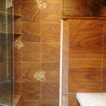 Sandstone & River Rock Master Bath