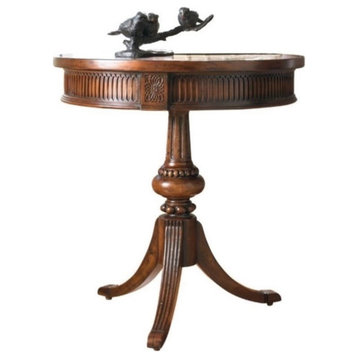 Bowery Hill Traditional Wood Round Pedestal Accent Table in Walnut