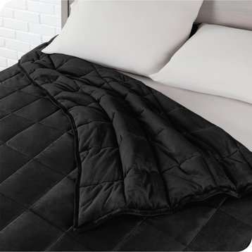 Weighted Blanket, Minky Fleece Black, 40"x60", 10lb