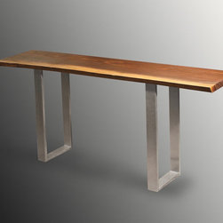 Rectangular Steel Base Live Edge Console - Console Tables
