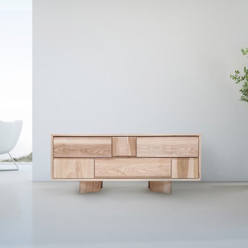 Contemporary style sideboard with six drawers