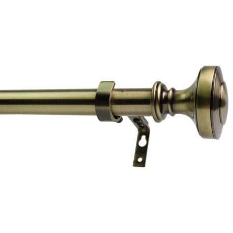 1" Semplice Drapery Curtain Rod, 84"-120", Antique Brass