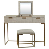 Clear Acrylic Make Up Vanity with Green X Stool - Transitional - Bedroom