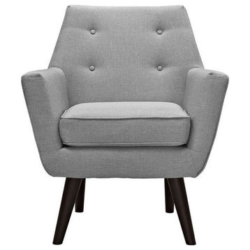 Lizza Upholstered Fabric Armchair, Light Gray