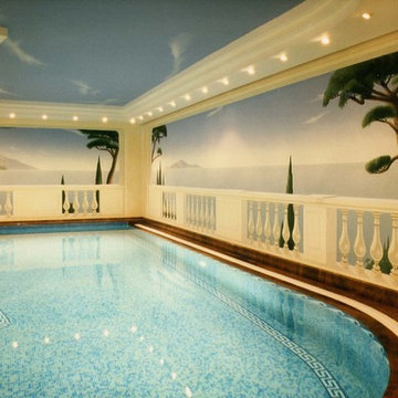 Private Wellnessanlage, Gesamtgestaltung, Illusionsmalerei und Marmorimitation