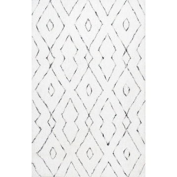 nuLOOM Hand Tufted Beaulah Shag Contemporary Area Rug, White, 12'x15'