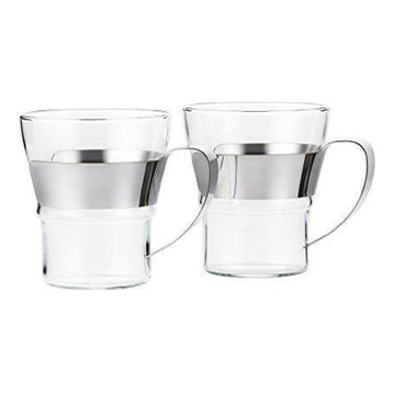 Bodum Assam Tea or Coffee Glasses With Steel Handle 0.3 l., Set of 2