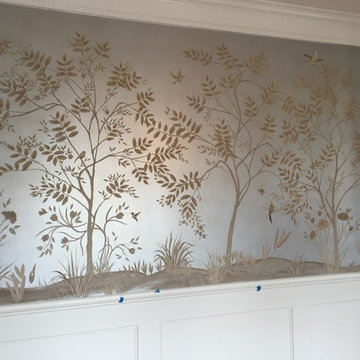 Tree Mural: Silverleaf Finish with Birds, Trees and Foliage