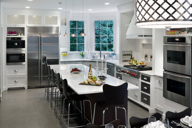 Example of a transitional kitchen design in Boston