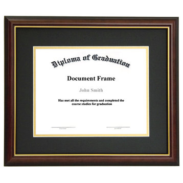 Diploma and Document Frame with Matting, Cherry Wood with Gold Lip