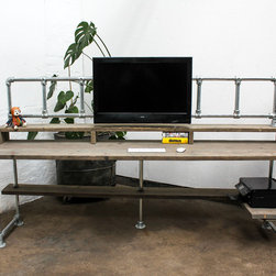 Ethan Reclaimed Scaffolding Desk with Built In Storage, Monitor Mount & Storage - Drawing Tables