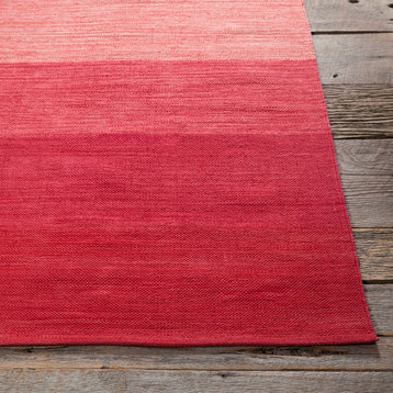 India Contemporary Area Rug, Red and Pink, 2'6x7'6 Runner