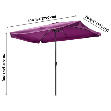 Yescom 10x6.5'  Patio Umbrella With Valance Sunshade Crank Tilt, Fuchsia