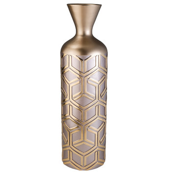 6.25"W X 22"H Rose Gold Geometric Vase D�cor