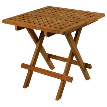 Teak Folding Deck Table, Square-Grate Top