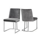 The Josephine Velvet Dining Chair, Gray and Silver (Set of 2)