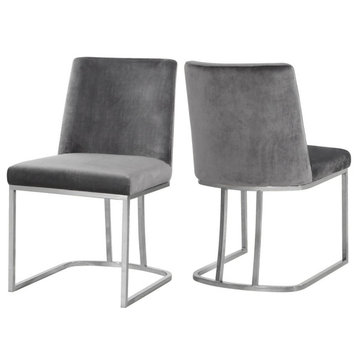 The Josephine Velvet Dining Chair, Set of 2, Gray