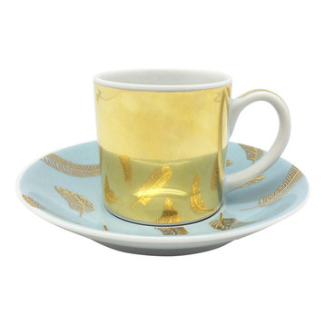 Gold Finish Espresso Cup With Saucer