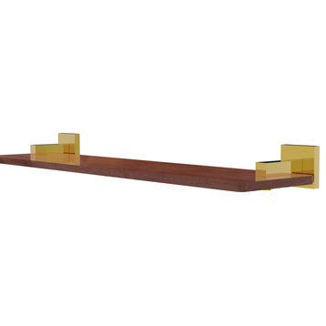 Montero 22" Solid Wood Shelf, Polished Brass