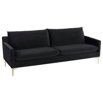 Anders Black Fabric Triple Seat Sofa, Hgsc586