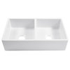 Turner Crisp White Fireclay 33" Double Bowl Farmhouse Apron Kitchen Sink