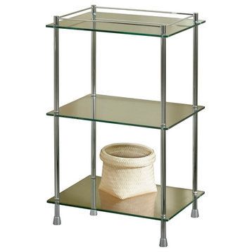 Essentials Free Standing Shelf Unit With Feet, Satin Nickel