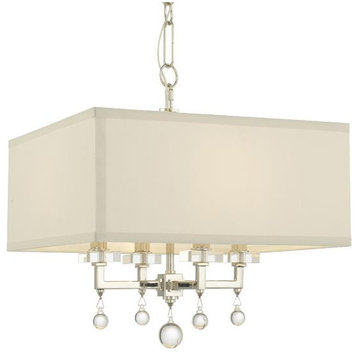 Paxton Four Light Polished Nickel Drum Shade Chandelier