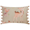 Beige Cotton 12"x20" Lumbar Pillow Cover Nursery, Kids, Pom Pom - Bambi Dreams