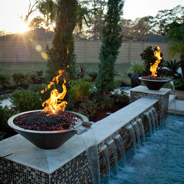 Multi-level Pool with Fire/Water Bowls