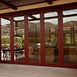 Custom Red Five-Panel Bi-Fold - Patio Doors