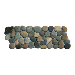CNK Tile - Bali Ocean pebble tile border &ndash; natural stone mosaic, hand-selected - Accent Trim And Border Tile