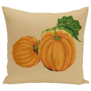 Pumpkin Patch Holiday Print Pillow, Brown, 26"x26"