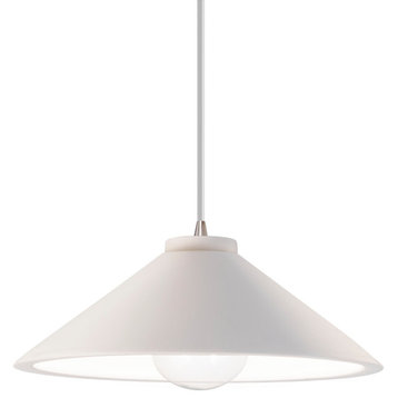 Flare Pendant, Bisque, Brushed Nickel, White Cord, Incandescent