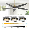GetLedel 64" 5-Blade LED Ceiling Fan with Remote Control and Light Kit, Gold/Black