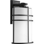 Progress Lighting - Progress Lighting 1-100W Medium Wall Lantern, Black - Inspired by the modern mission movement, the Format collection is comprised of an oval form factor with grid overlay. Etched glass shades and a Black finish complete the wall-, hanging- and post-lantern options. Design flexibly- can be used outdoors or in unexpected applications within interior settings
