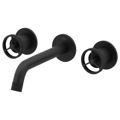 VIGO Cass 3" H 2-Handle Wall Mount Bathroom Faucet, Matte Black