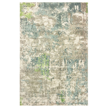 Florian Hand-loomed Viscose Abstract Blue/Green Area Rug, 8' x 10'