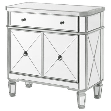 Contemporary Console Table, Mirrored Design With X-Shaped Accents & Ring Pulls