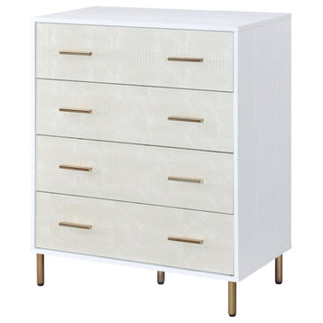 Myles Chest, White, Champagne and Gold Finish