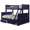 Annapolis Blue Twin over Queen Bunk Bed with Storage Drawers