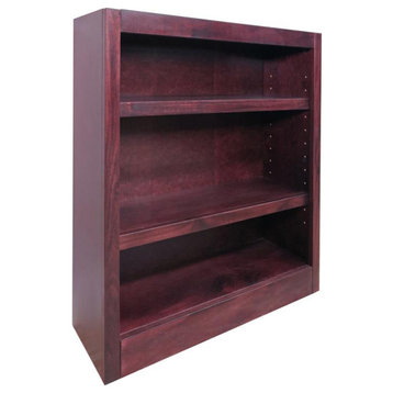 Bowery Hill Traditional 36" Tall 3-Shelf Wood Bookcase in Cherry