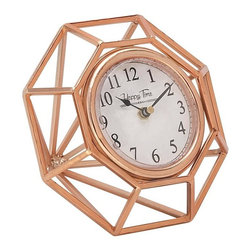 7 in. x 8 in. Iron Copper Table Clock - Desk And Mantel Clocks