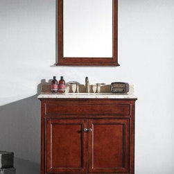 36 inch Brown Bathroom Vanity Set with White Carrera Marble Top - Bathroom Vanities And Sink Consoles