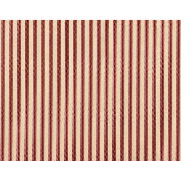 30" Tailored Tiers, Unlined, Ticking Stripe Crimson Red