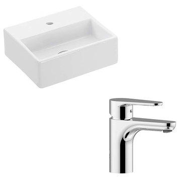 Quattro + GR 13.0" Ceramic White Bathroom Sink with Chrome Single Lever Faucet