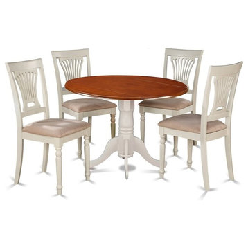 5-Piece Kitchen Table Set, Dining Table and 4 Wooden Chairs, Buttermilk, Cherry