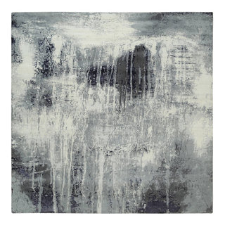 Black, Abstract Design, Wool and Silk, Hand Knoted, Square, Rug, 10'0 ...