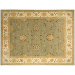 Bareens Designer Rugs - Boho Chic Ziegler Augustin Gray Ivory Hand-Knotted Wool Rug - 8'0'' x 10'5'' - Enhance the ambiance of your home with this magnificent Persian-influenced Turkish hand-knotted rug made by skilled artisans capable of creating the most exceptional vegetable dyes and hand-spun wool. This exquisite handmade rug is a one-of-a-kind Peshawar Kafkaz, otherwise identified as Chobi, Chobi Peshawar, Oushak, or Ziegler rug. These handmade rugs are crafted in Pakistan utilizing superior-quality wool imported from Australia, New Zealand, and Korea in two types of weaves: the Persian weave and the Mori weave. This rug is meticulously crafted by hand using the finest natural vegetable dyes extracted from local plants. The artisans use a blend of hand-spun local and fine merino wool, resulting in a rug with a compelling texture, higher lanolin content, and longer staple. The artisans occasionally incorporate natural or artificial silk into the pile to enhance specific motifs. The finished product is an awe-inspiring execution of flawless design and an understated palette that exudes elegance.
