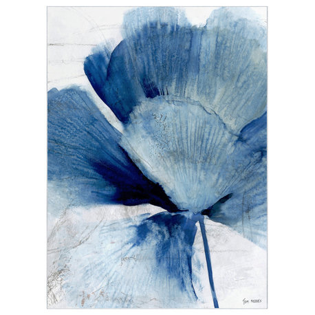 Inky Flower II Blue Art Area Rug, 7.5'x10.3'